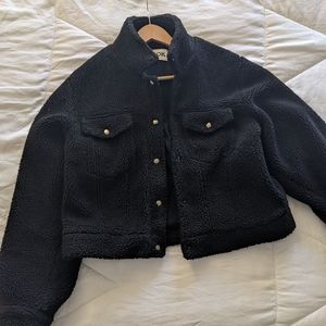 OAK Cropped Black Teddy Jacket